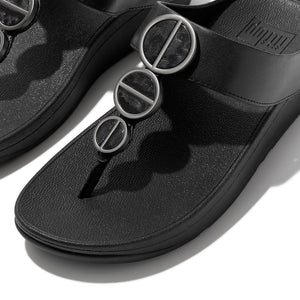 Halo Metallic-Trim Toe-Post Sandals