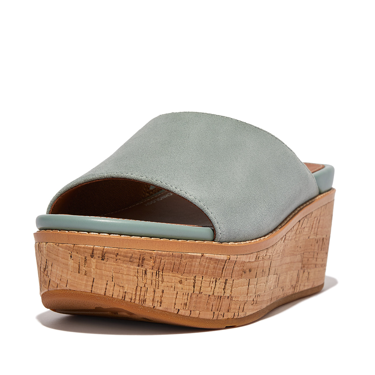 Eloise Cork-Wrap Suede Wedge Slides