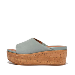 Eloise Cork-Wrap Suede Wedge Slides