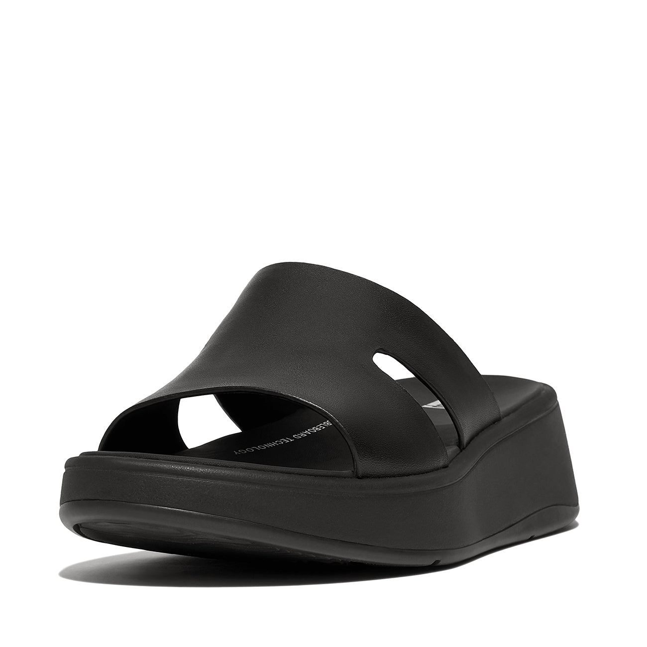 F-Mode Raw-Edge Leather Flatform H-Bar Slides