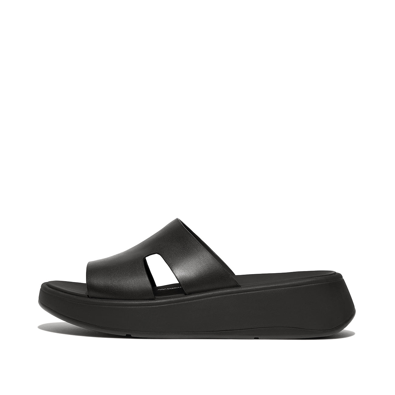 F-Mode Raw-Edge Leather Flatform H-Bar Slides