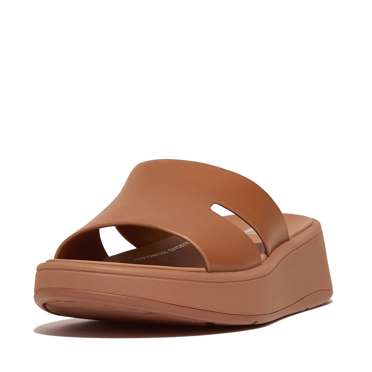 F-Mode Raw-Edge Leather Flatform H-Bar Slides