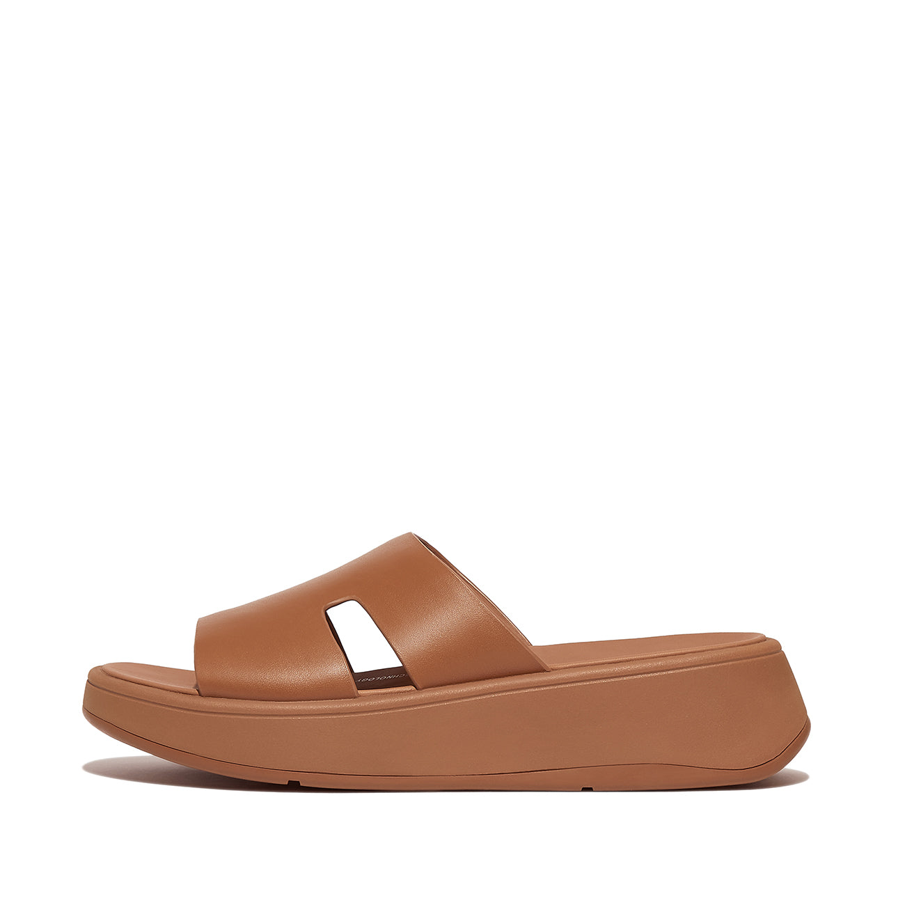 F-Mode Raw-Edge Leather Flatform H-Bar Slides