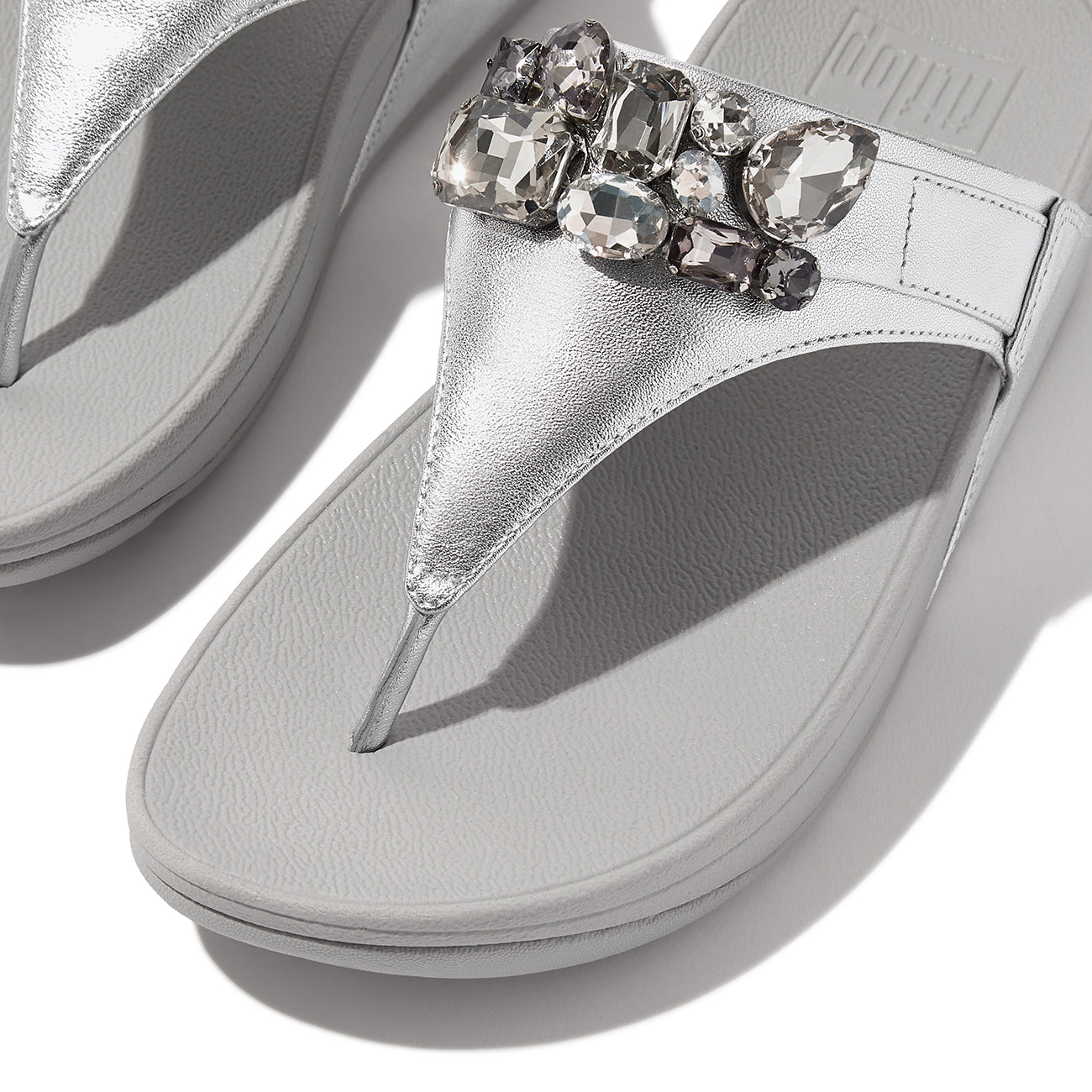 Lulu Jewel-Deluxe Metallic-Leather Toe-Thongs