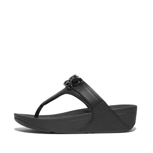 Lulu Jewel-Deluxe Leather Toe-Post Sandals