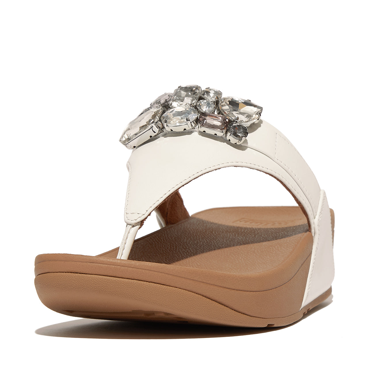 Lulu Jewel-Deluxe Leather Toe-Post Sandals