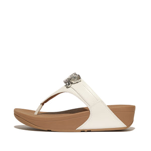 Lulu Jewel-Deluxe Leather Toe-Post Sandals