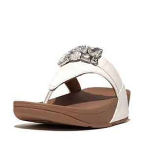 Lulu Jewel-Deluxe Leather Toe-Post Sandals